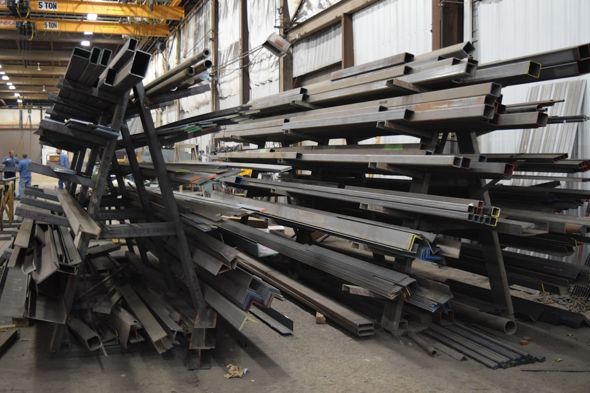 Steel warehouse racks with angle and channel steel profiles
